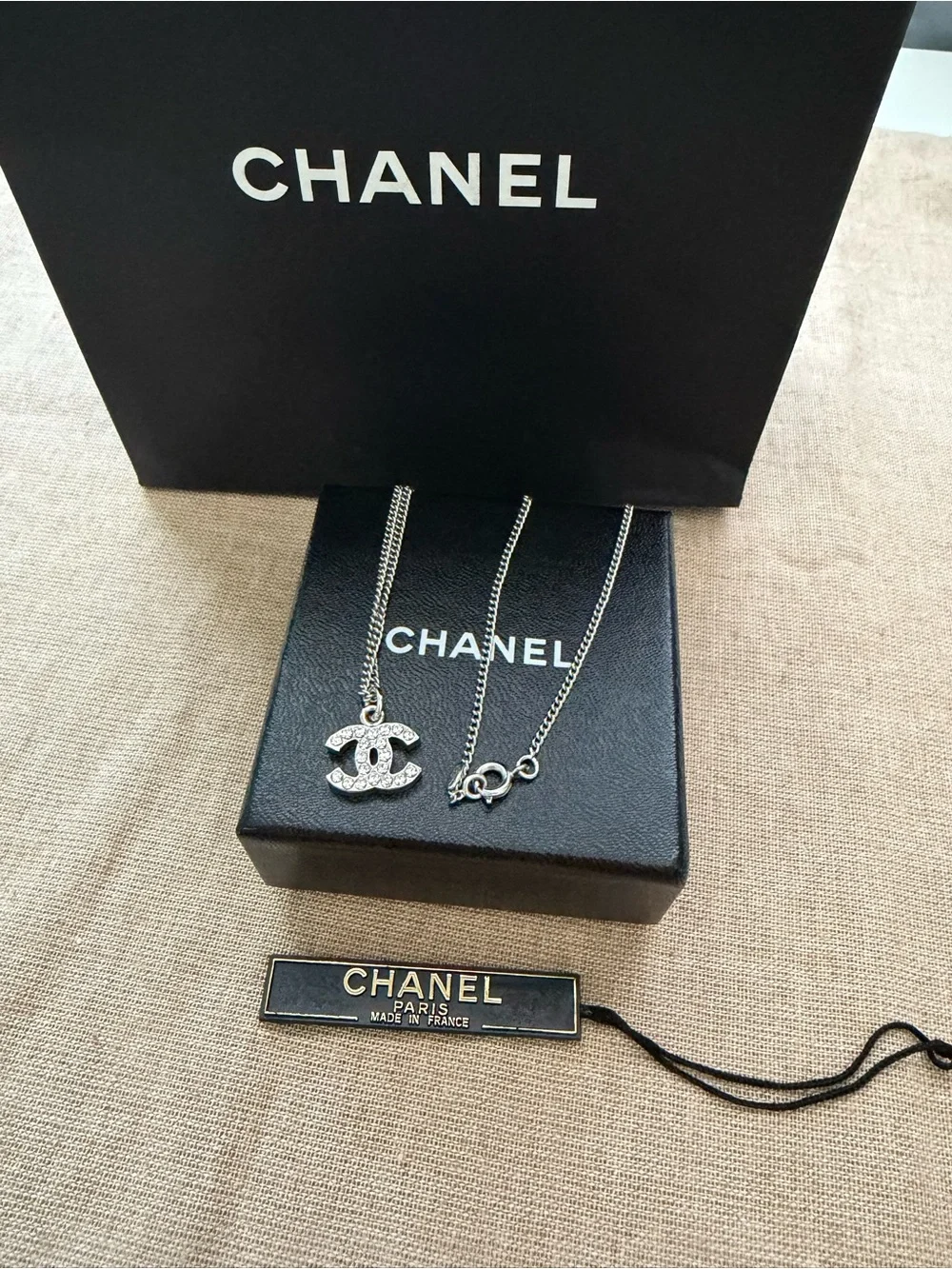 CHANEL Crystal CC Pendant Necklace